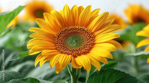 Sunflower in full bloom  showcasing its intricate patterns and radiant yellow petals.
