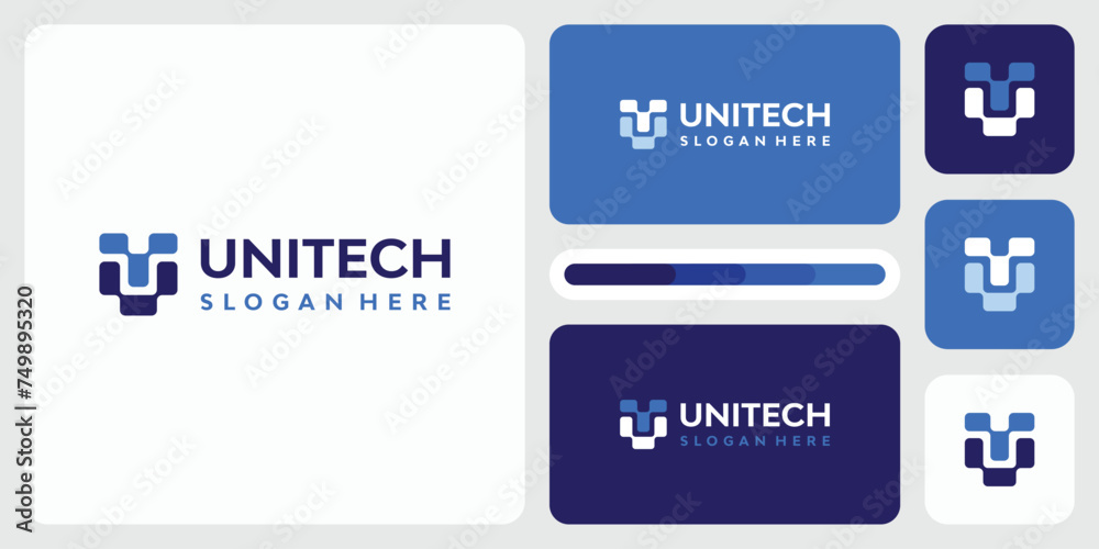 Vector logo design of initials letter T U shape technology connection with modern, simple, clean and abstract style. Vector logo design of initials letter T U shape technology connection with modern, simple, clean and abstract style.