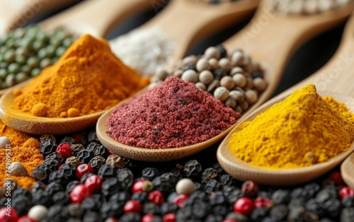 Radiant Medley of Spices on Wooden Spoons