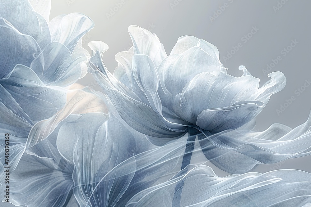 Beautiful paper Capillary Effect lotus flower on a grey background for design or wedding, event background