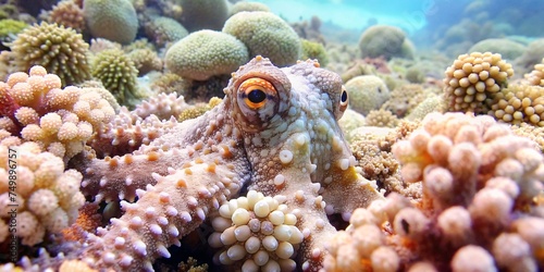 An octupus in the open sea, giant pacific octopus. Latin name - (Octopus dofleini) photo