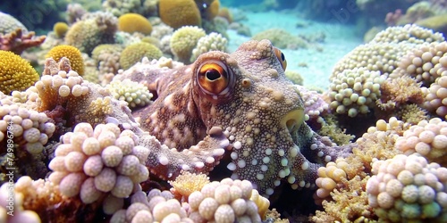 An octupus in the open sea, giant pacific octopus. Latin name - (Octopus dofleini) photo