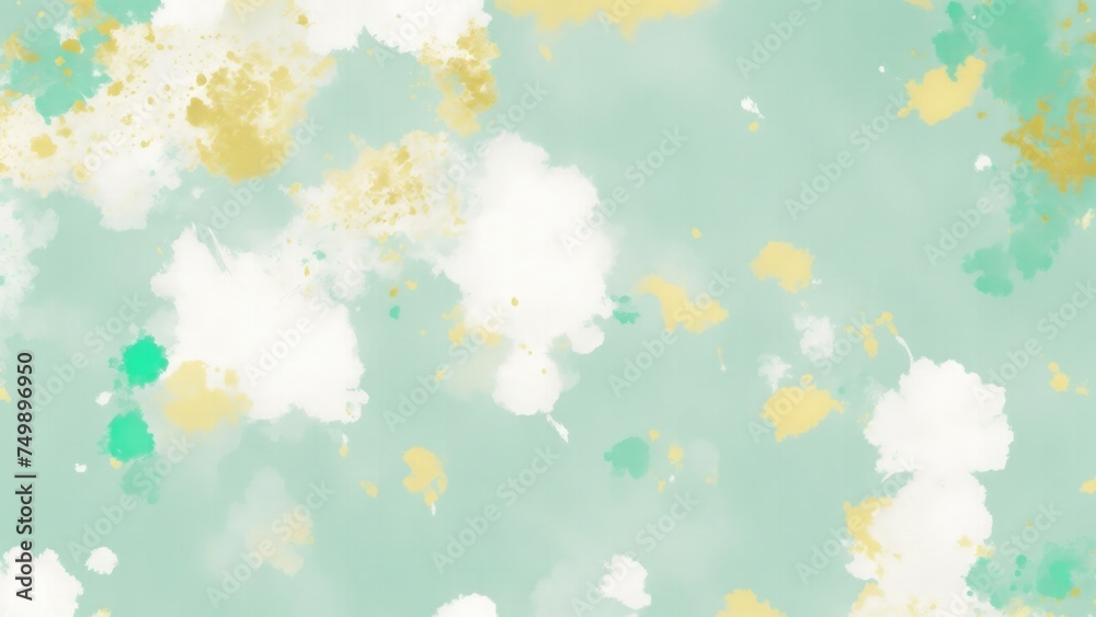 Green Teal Gold and White Hazy paint splatter pastel background Green Teal Gold and White Hazy paint splatter pastel background