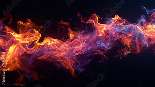 A surreal interpretation of fire flames on a black background, blending abstract forms and colors to create a mesmerizing visual Created Using surreal interpretation, fire flames, , AI Generative