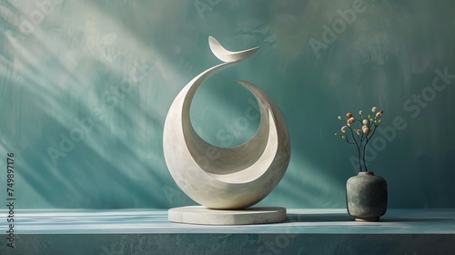 Abstract mint sculpture set against a calming backdrop, designed for yoga and pilates enthusiasts, AI Generative photo