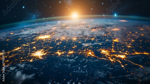 Business without borders, avatars on a glowing map, each light a node in the global economy, under the gentle glow of international partnership, AI Generative