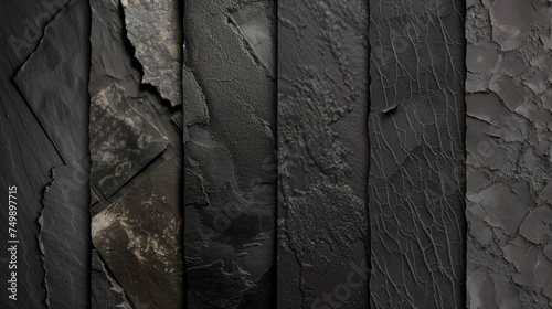 Create an assortment of black paper backgrounds  imbued with the character of rough  AI Generative