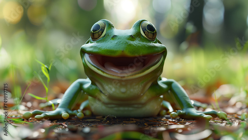 Leap of Joy  A Smiling Frog in Action