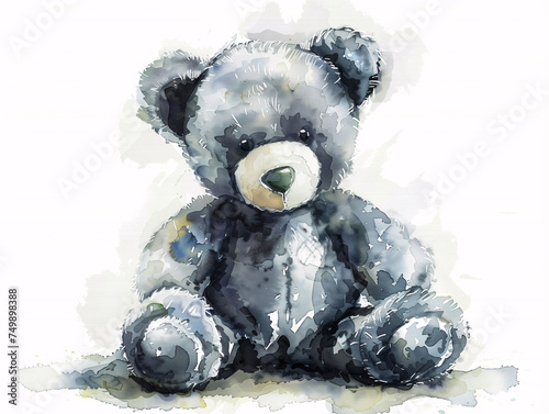 Watercolor Drawing of Cute Toy Teddy Bear Colorful Illustration isolated on white background HD Print 4928x3712 pixels Neo Art V4 40 photo