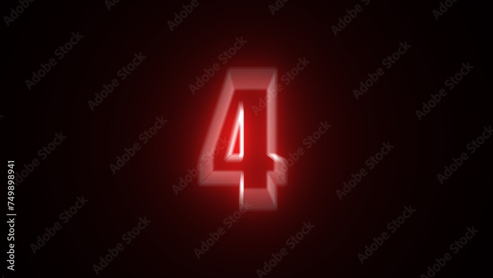 Neon number 4 number Four Number four (4) Futuristic Hologram Neon