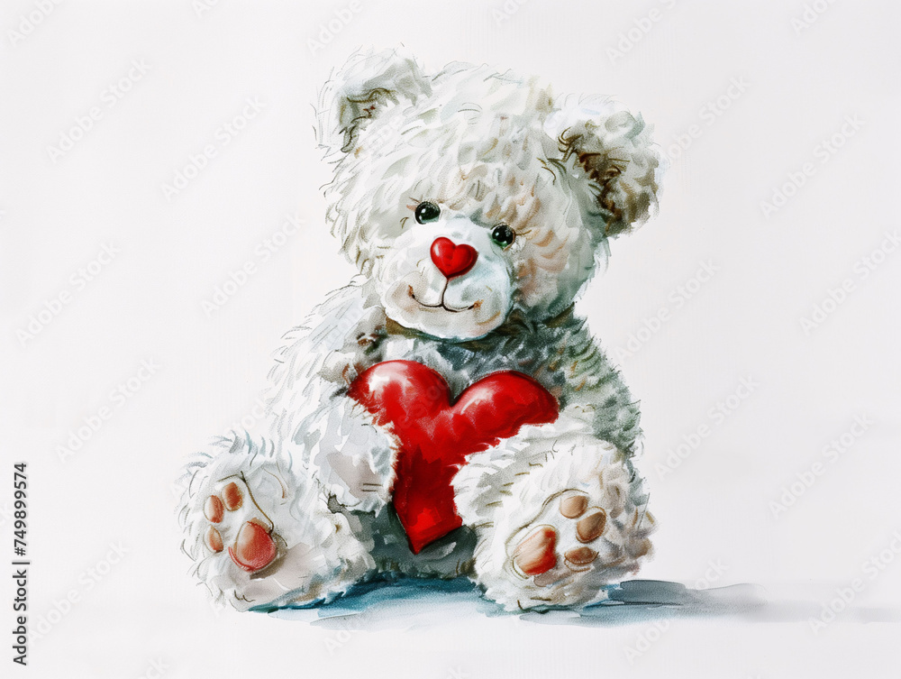 Watercolor Drawing of Cute Toy Teddy Bear with Heart Colorful Illustration isolated on white background HD Print 4928x3712 pixels Neo Art V4 5 Watercolor Drawing of Cute Toy Teddy Bear with Heart Colorful Illustration isolated on white background HD Print 4928x3712 pixels Neo Art V4 5