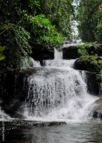 A cascading water fall in Makandawa rainforest, Kithulgala, Sri Lanka.
