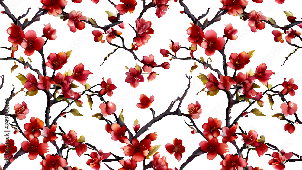 red cherry or sakura flower with tree branches on transparent background red cherry or sakura flower with tree branches on transparent background