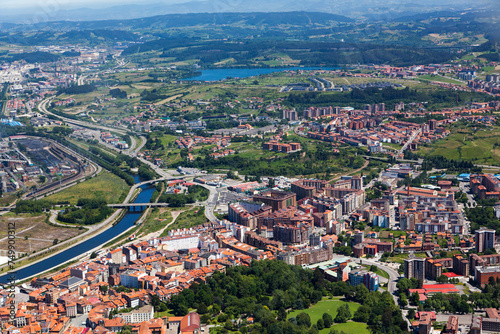 Aerial view of Aviles and its region