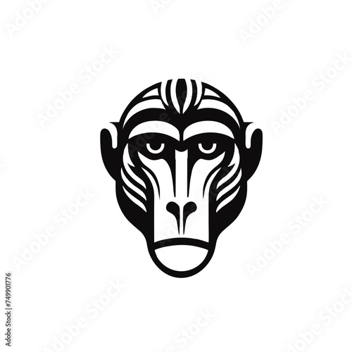 Mandrill Head Front View  Logo Icon Simple and Clean