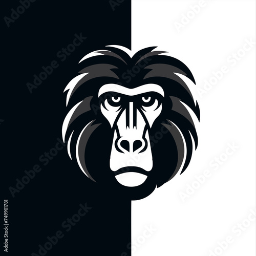 Mandrill Head Front View  Logo Icon Simple and Clean