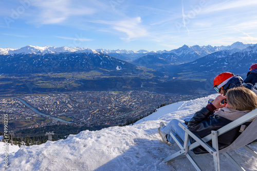 Austrian alps, Innsbruck (Nordkette), Tyrol, Skiing, winterfun, citypanorama photo