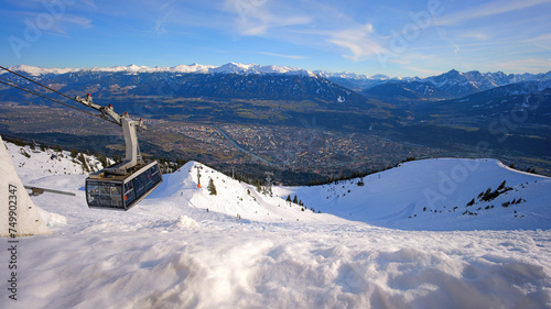 Austrian alps, Innsbruck (Nordkette), Tyrol, Skiing, winterfun,citypanorama photo