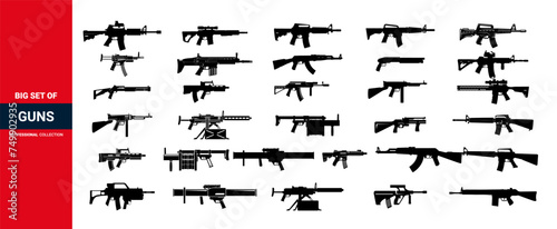 Weapon collection vector, Military rifer icon of set, gun icon, gun set. photo