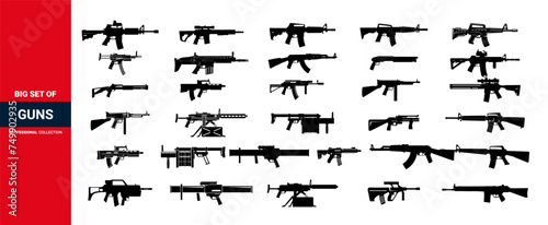 Weapon collection vector, Military rifer icon of set, gun icon, gun set.