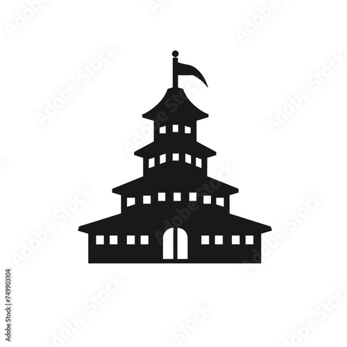 Simple china building vector logo. Asian temple icon outline vector. Elements of Chinese culture icon. Outline Forbidden city pixel perfect vector icon. Vector icon for china. photo