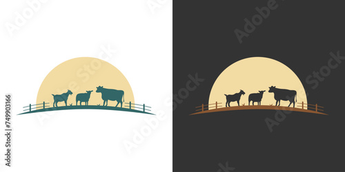 livestock sheep cow cattle logo vector illustration