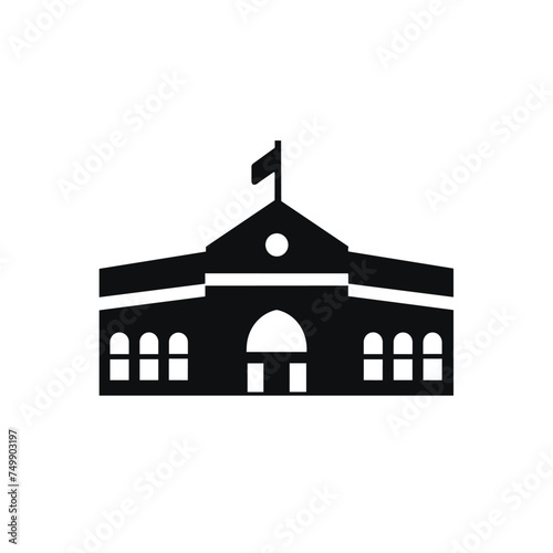 Vector, illustration, school building icon. School building icon. Vector - building. University icon in vector. History parliament icon. Thin line building icon can be used for web and mobile.