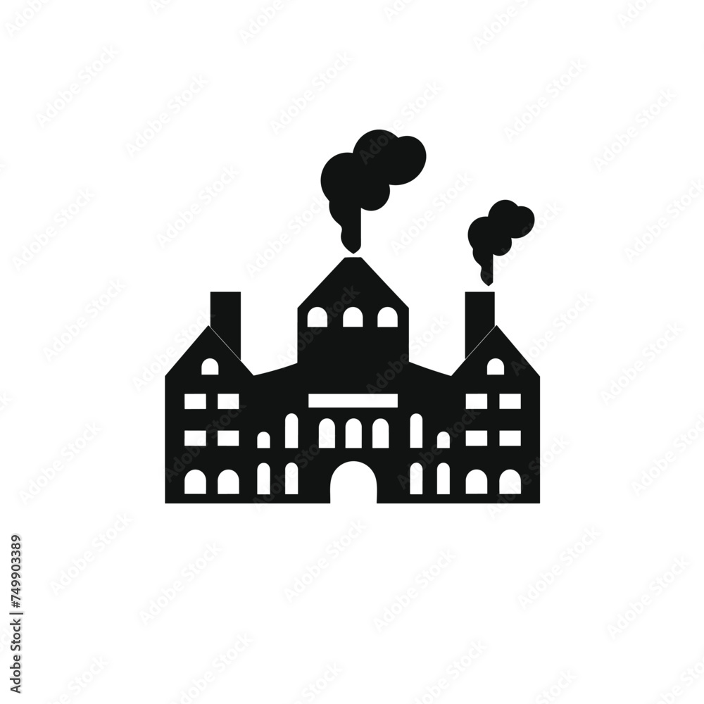 Manufactory Industrial CO2 emissions problems. Building, company, factory icon. Factory Vector Icon which can easily modify or edit. Industrial factory glyph icon. Pixel perfect vector graphics.