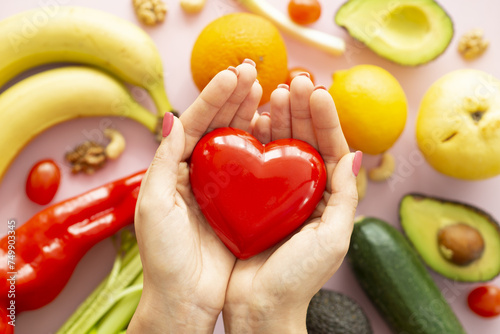 Promote hearth health with a balanced diet or nutrition concept