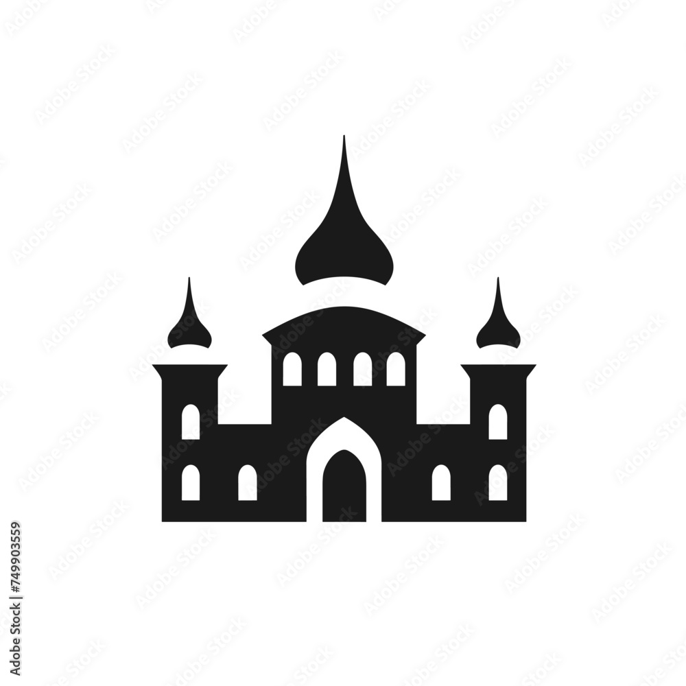 Castle outline icon. Castle icon line style design. Sand chateau line icon. Icons in glyph style. Vector illustration. Cathedral building vector icon.