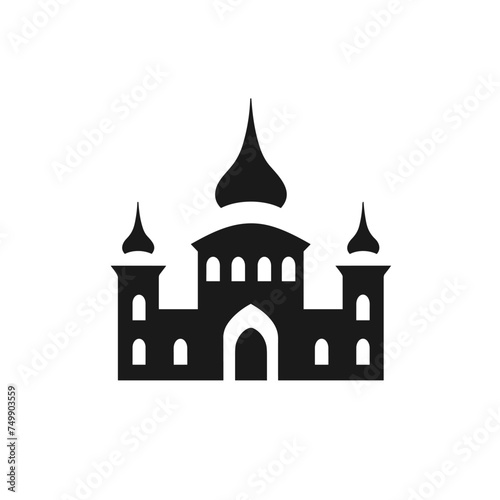 Castle outline icon. Castle icon line style design. Sand chateau line icon. Icons in glyph style. Vector illustration. Cathedral building vector icon.