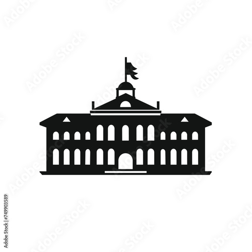 University college building education sign. USA political landmark. Mansion President. Parliament landmark icon. City theater icon. Vector and glyph. America government building.