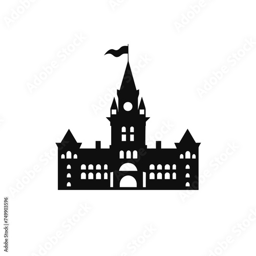 School vector icon logo design. Merchant homes silhouette icon. Vector Illustration. Education illustration, sign for schoolhouse exterior. Element of education icon for mobile concept and web apps.