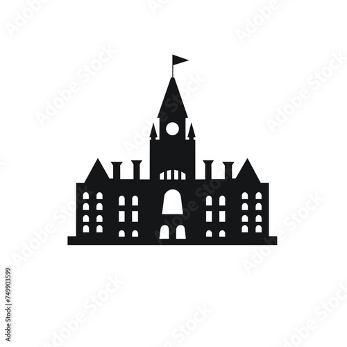Illustration of the waving flag location design image. Scary night. Mansion house line icon vector. Vector file. Mansion house sign. Chateau house glyph icon vector. Symbol, logo illustration.