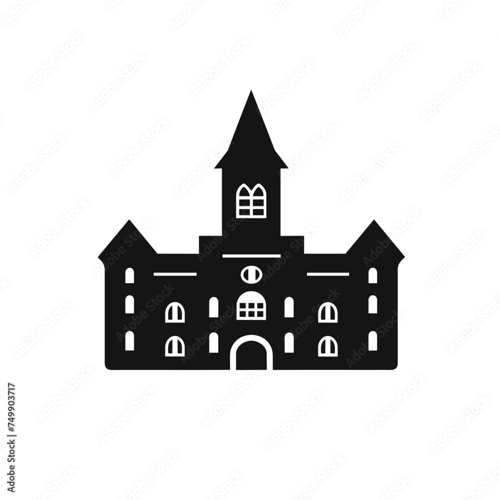 Hotel  vector sign, symbol, illustration. EPS 10. University vector line new icon. Mansion house sign. School building isolated. Castle icon illustration isolated vector sign symbol.