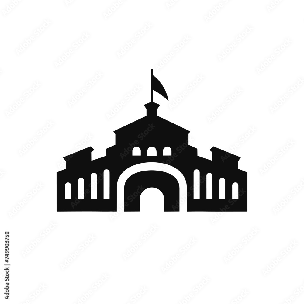 Line Style. City hall  vector sign, symbol, illustration. Parliament landmark icon. Residence icon line symbol. Massachusetts Solid Vector Illustration. Community building icon. Vector and glyph.
