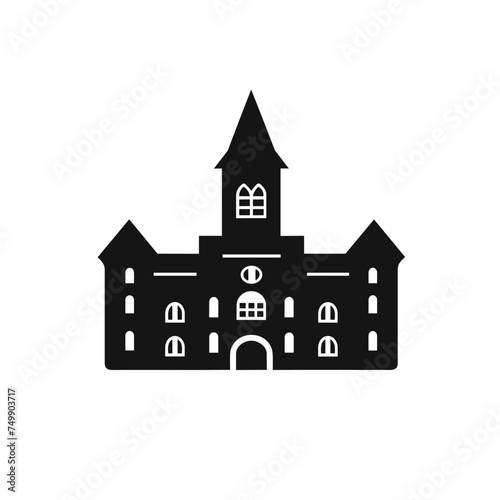 Hotel vector sign, symbol, illustration. EPS 10. University vector line new icon. Mansion house sign. School building isolated. Castle icon illustration isolated vector sign symbol.