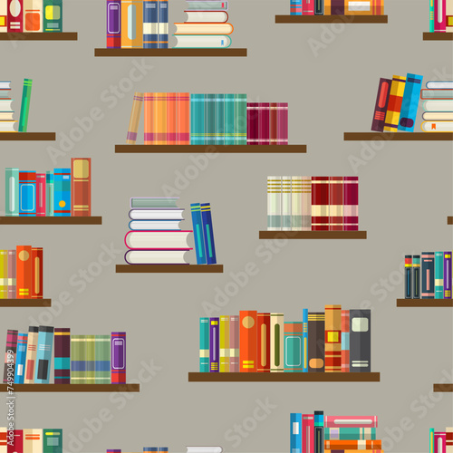 books seamless design in flat style vector illustration