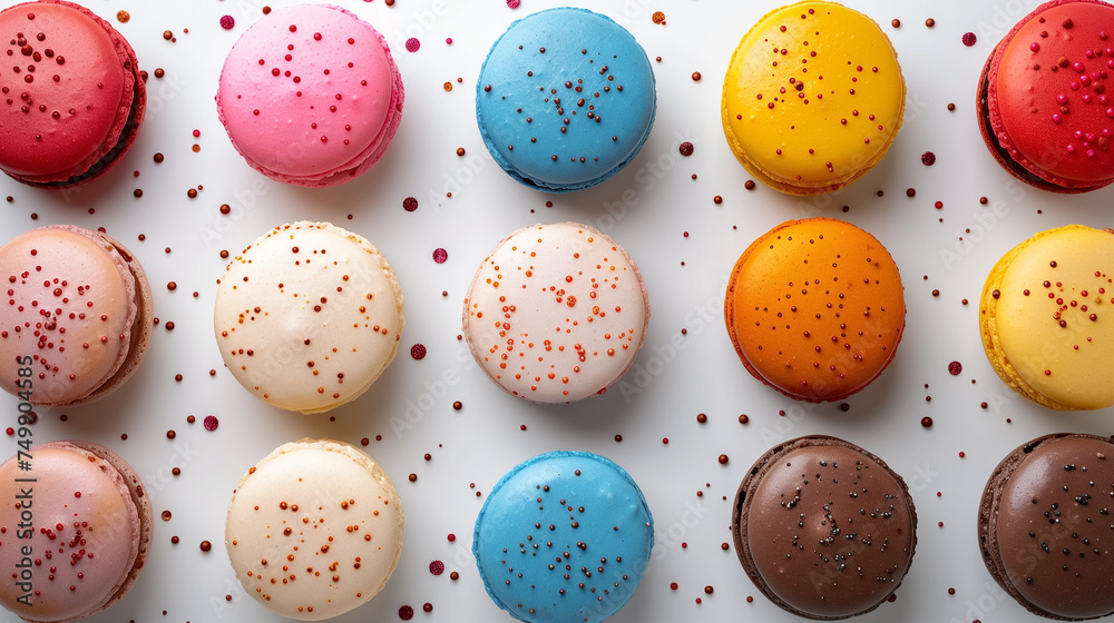 Set de macarons de couleurs et de saveurs variées, recette