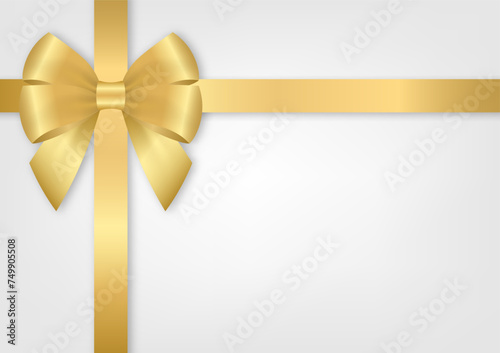 Golden Ribbon Bow. Vector Illustration Isolated on White Background. 
