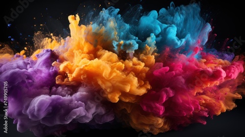 Colored powder explosion on black background © danang