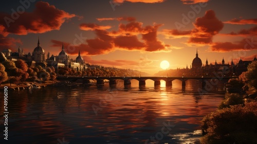 bridge over the river at sunset © danang