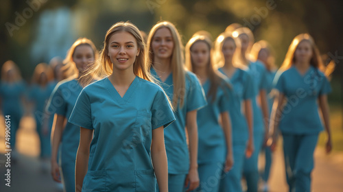 Zukunft des Gesundheitswesens: Junge Medizinstudentinnen in Uniform