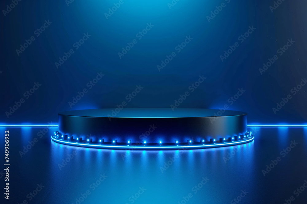 3D technological sense blue glowing science fiction e-commerce display stand simple creative space scene background material