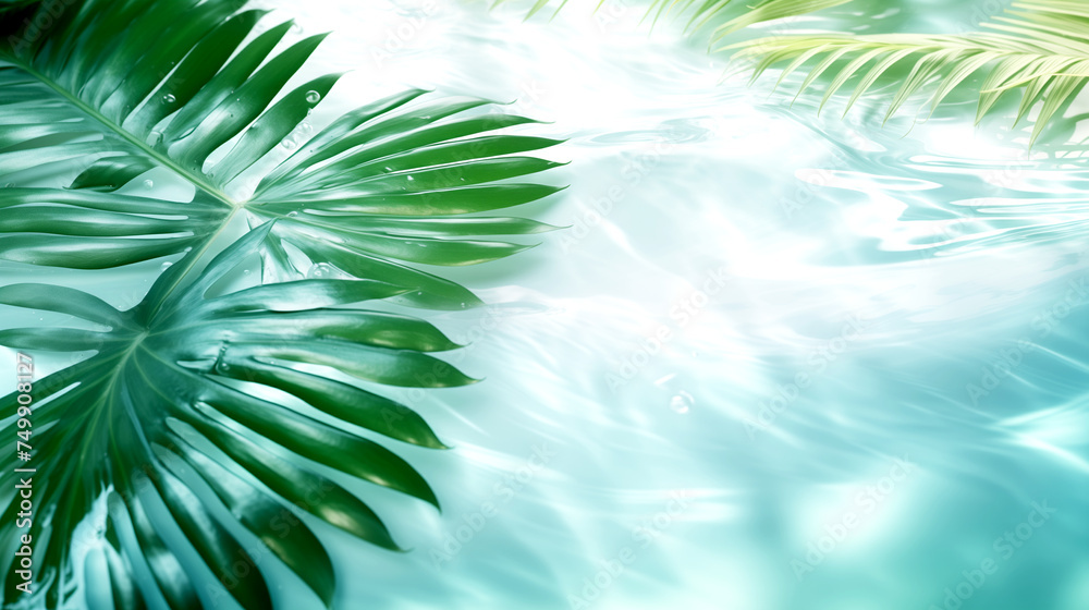 Spa Salon - Swimming Pool with Clear Water and Palm Leaves
