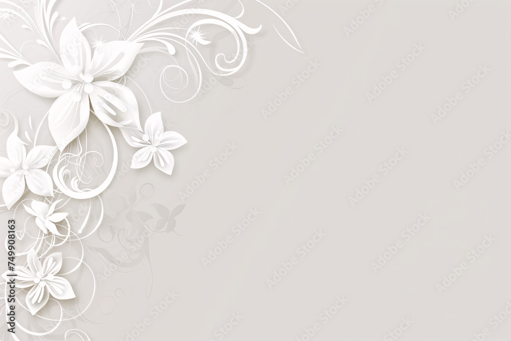 Floral wallpaper design with beige and white details