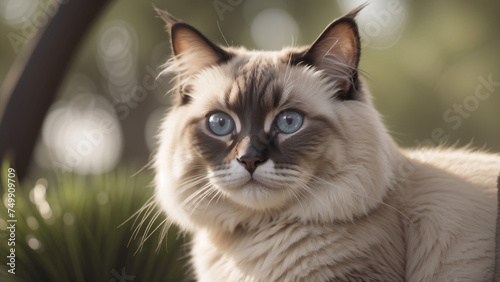 Gray cat face with pretty blue eyes generative ai