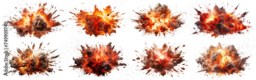 Set of explosions cut out
