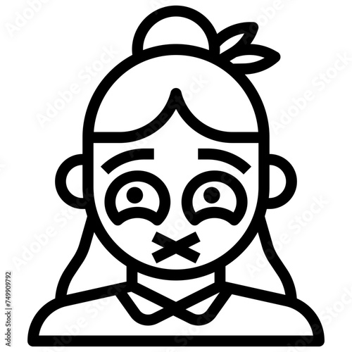 QUIET,feelings,long hair,woman.svg
