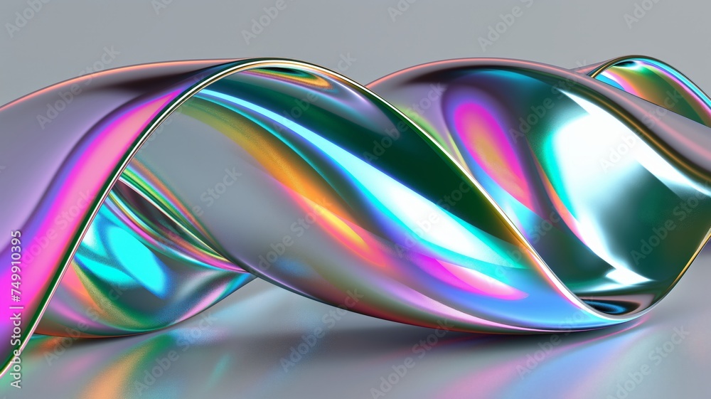 Abstract Colorful Reflections on Twisted Metal Ribbon Abstract Colorful Reflections on Twisted Metal Ribbon